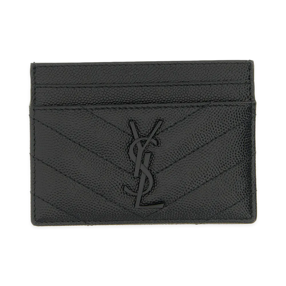 Saint Laurent Women's Logo Matelasse Card Holder "Black"