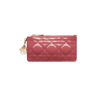 Dior Small Lady Dior Zipped Card Holder "Pink"