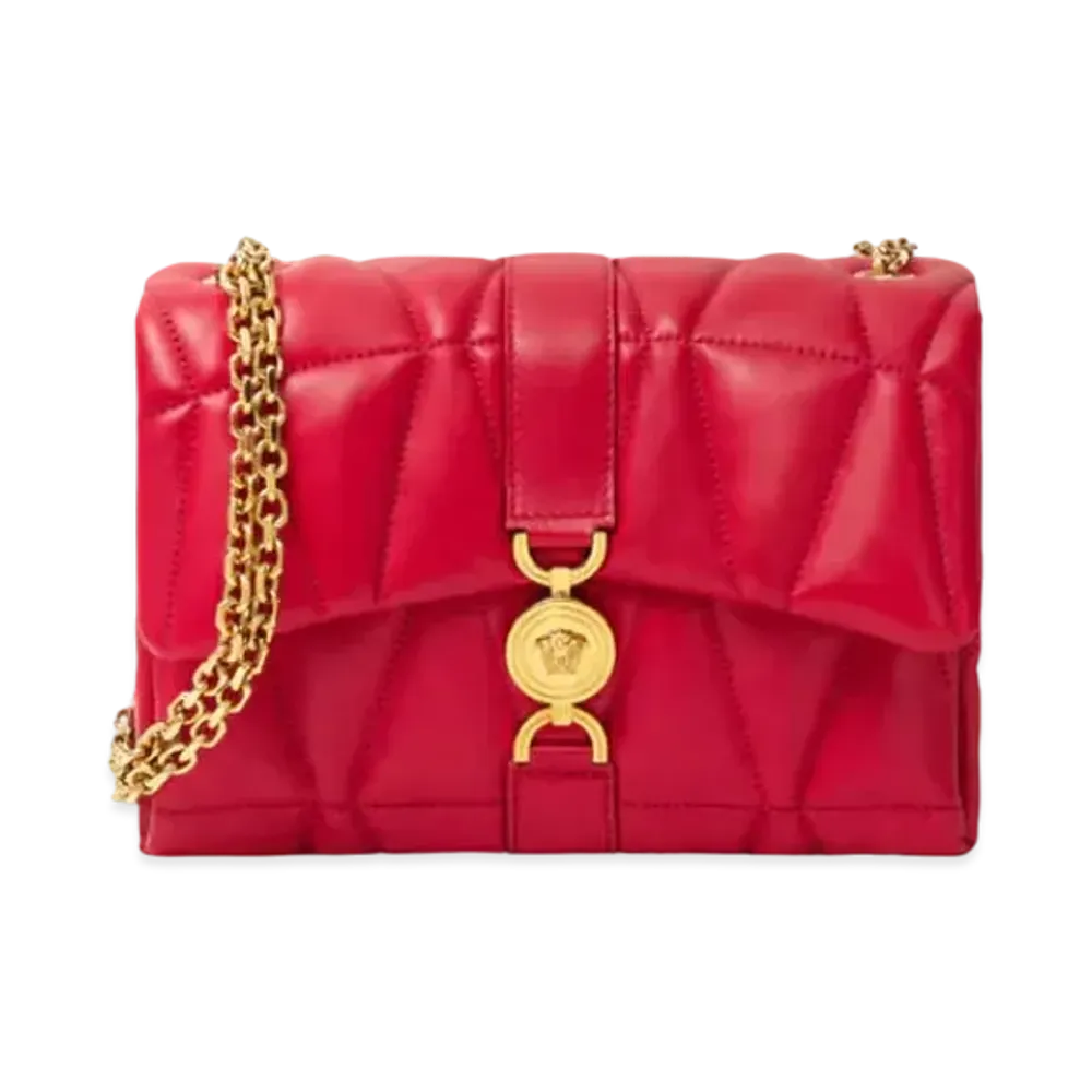 Versace Kleio Quilted Shoulder Bag "Red"