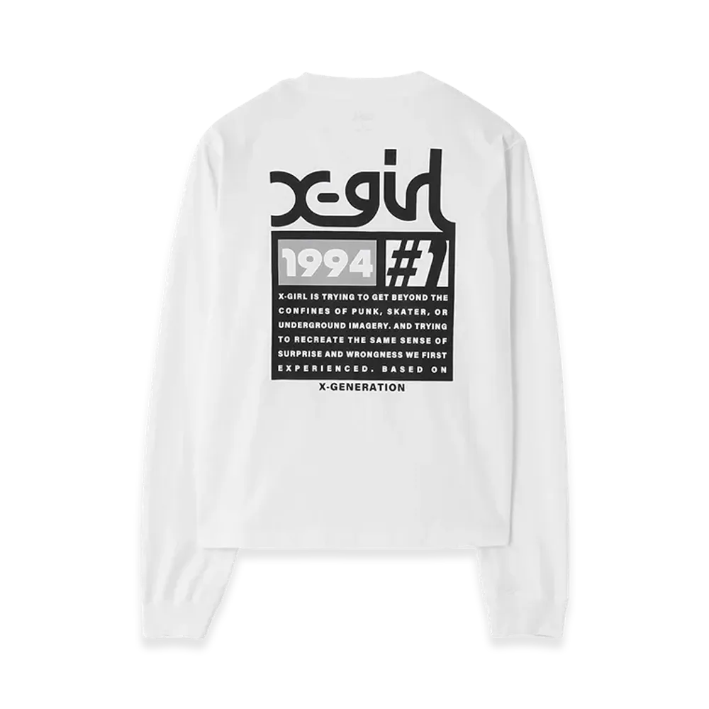 X-Girl Women's Number One Box Logo L/S Tee "White"