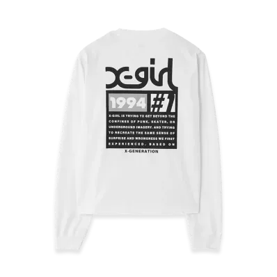 X-Girl Women's Number One Box Logo L/S Tee "White"