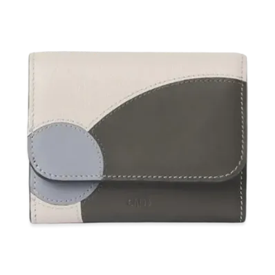 Chloe Moona Small Tri-Fold Grained&Shiny Calfskin "Blue/Grey"
