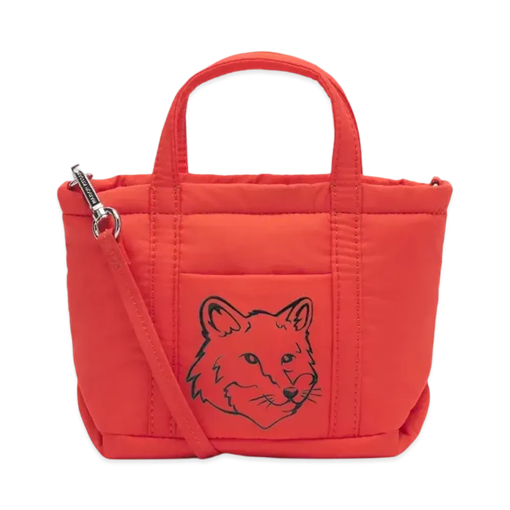 Maison Kitsune Foxhead Puffer Mini Tote "Wild Strawberry"