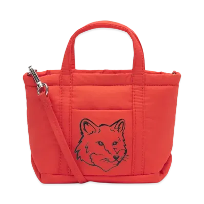 Maison Kitsune Foxhead Puffer Mini Tote "Wild Strawberry"