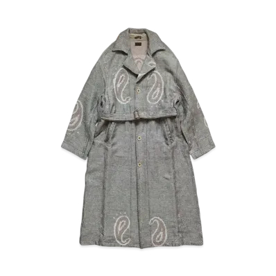 KAPITAL Rug Paisley Linen Wool Drag Coat "Kinari"