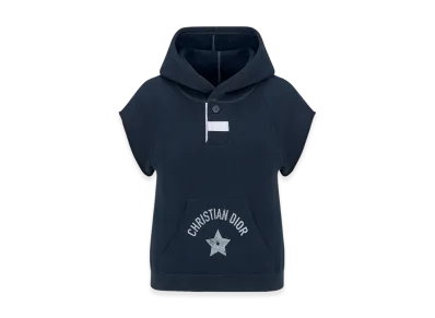 Dior Women's Short-Sleeved Hooded Sweatshirt Jersey "Navy Blue"