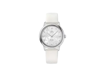OMEGA De Ville Prestige Butterfly Diamonds Leather Strap 32.7MM "Stainless Steel/Silver/White" 424.12.33.60.52.001