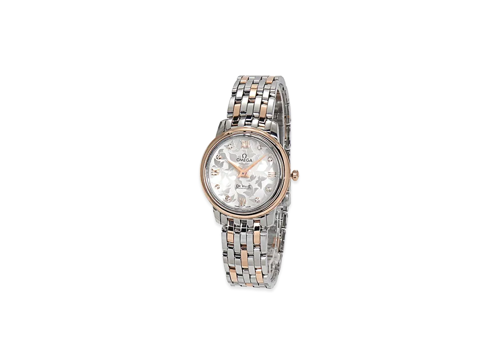 OMEGA Women's De Ville Prestige Butterfly 8P Diamond Quartz 27mm "Silver/Red Gold"