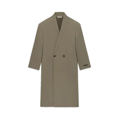 FEAR OF GOD Melton Wool Lapelless Coat "Wood"