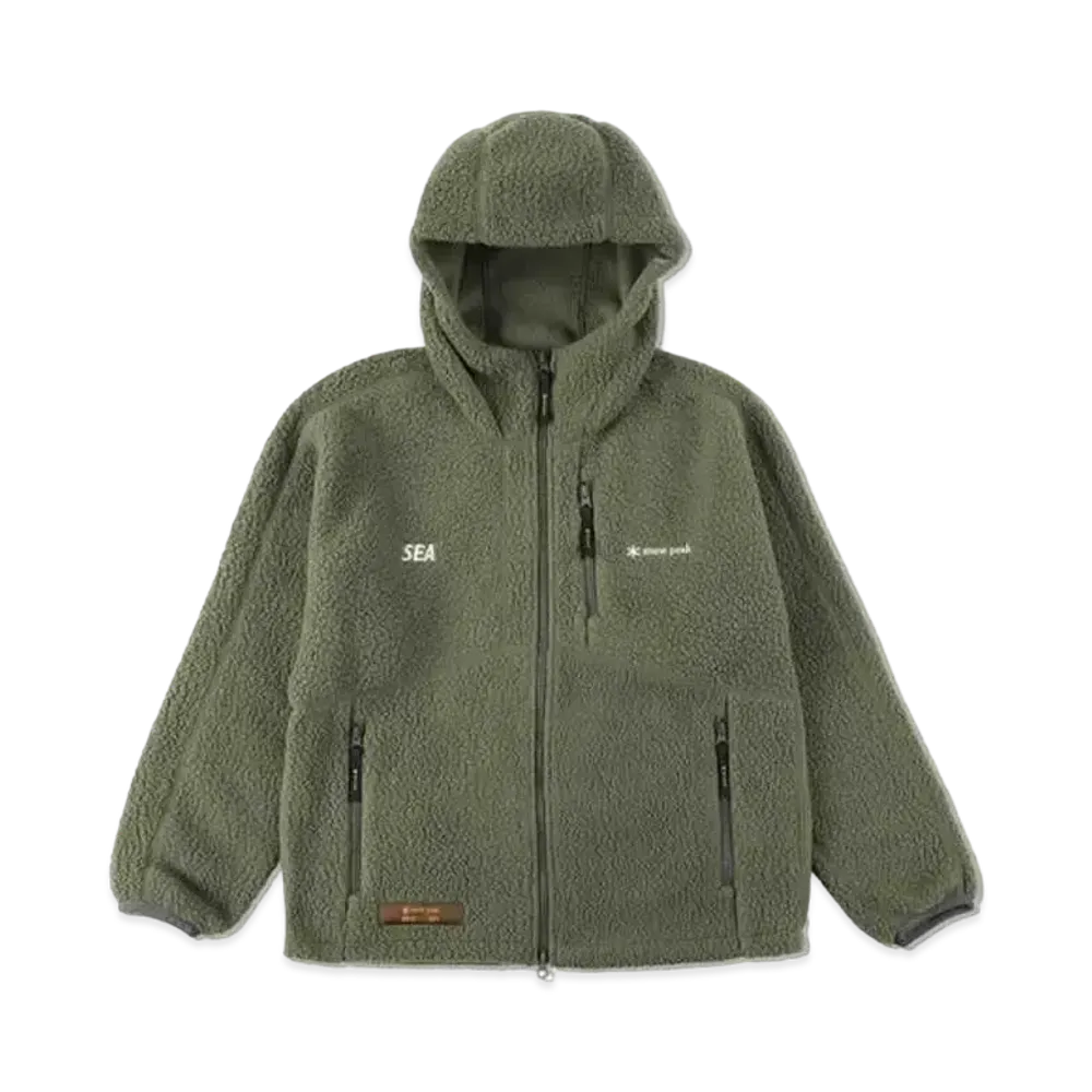 WIND AND SEA x Snow Peak Thermal Boa Fleece Jacket "Olive"