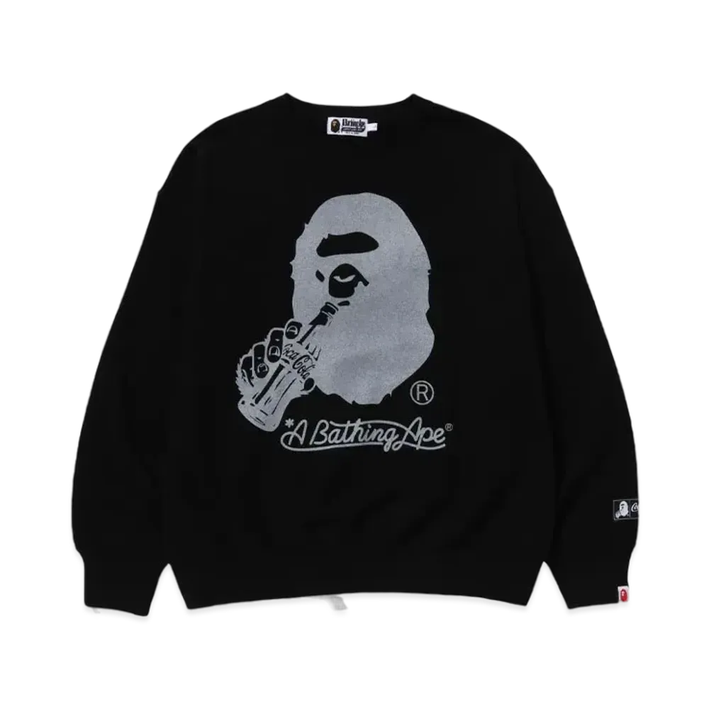 A BATHING APE x COCA COLA Ape Head Crewneck "Black"