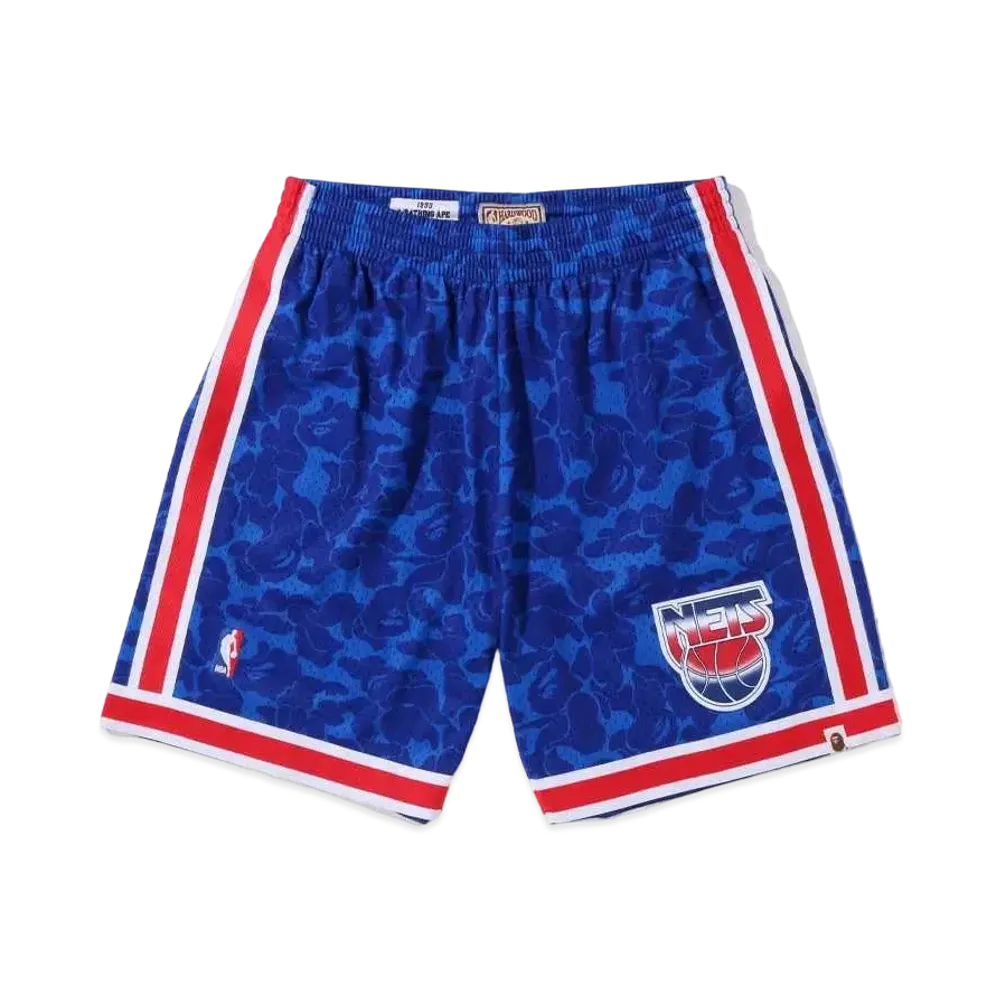 A BATHING APE x Mitchell&Ness x NBA NEW JERSEY NETS Jersey Shorts "Blue"