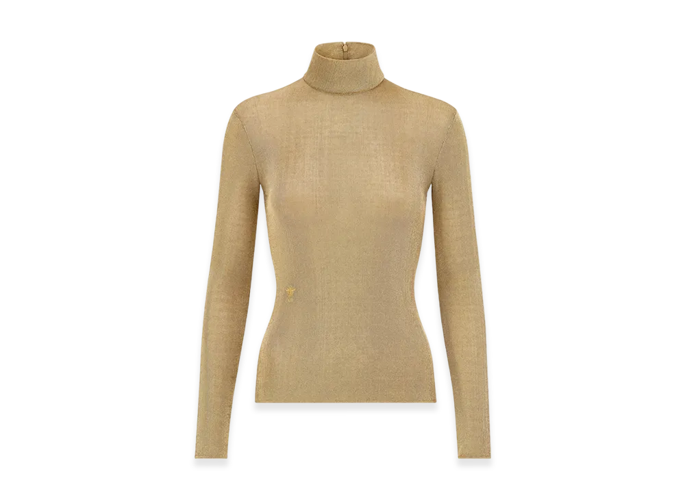 Dior Women's Or Turtleneck Sweater Ribbed "Gold"