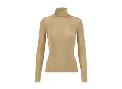 Dior Women's Or Turtleneck Sweater Ribbed "Gold"
