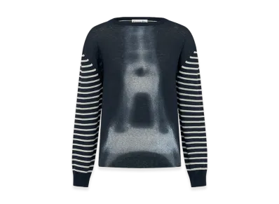 Dior Women's Sweater Linen Knit Eiffel Tower Motif "Black/Gray"