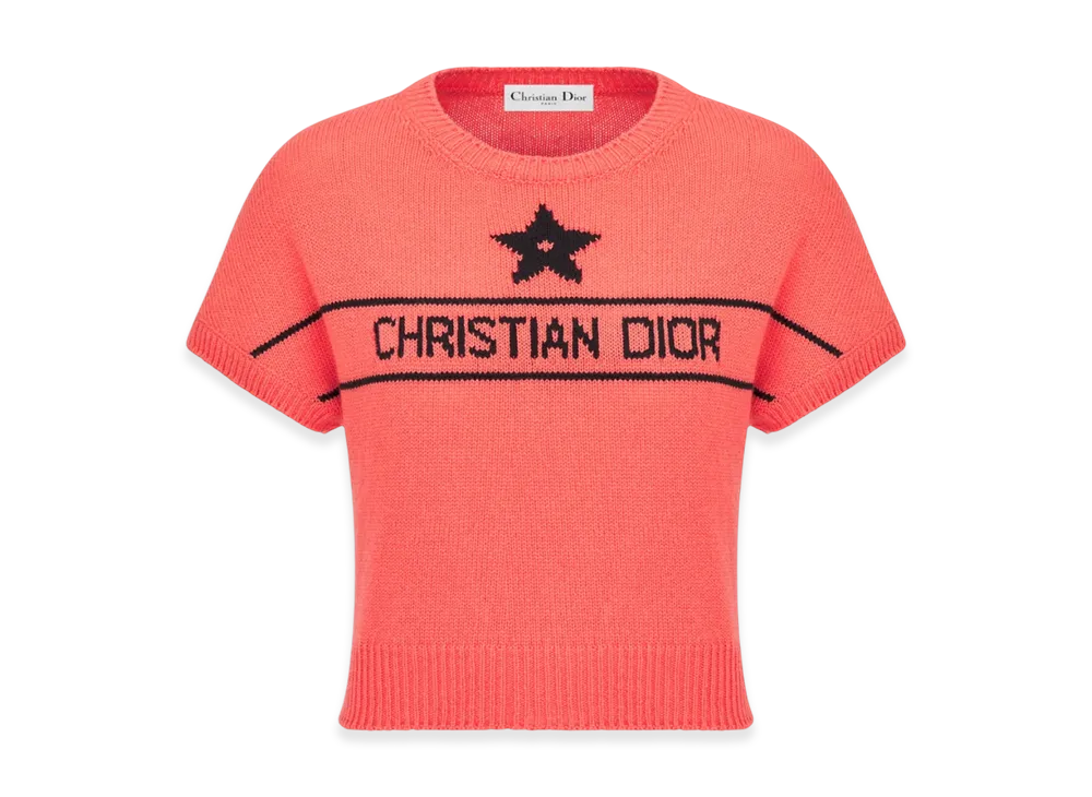 Dior Women's Dioriviera Short-Sleeved Sweater Cashmere Knit "Coral"