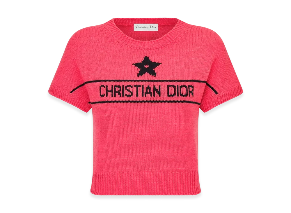 Dior Women's Dioriviera Short-Sleeved Sweater Cashmere Knit "Candy Pink"