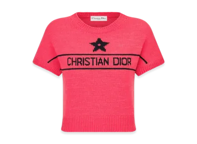Dior Women's Dioriviera Short-Sleeved Sweater Cashmere Knit "Candy Pink"
