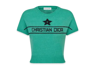 Dior Women's Dioriviera Short-Sleeved Sweater Cashmere Knit "Aquamarina"