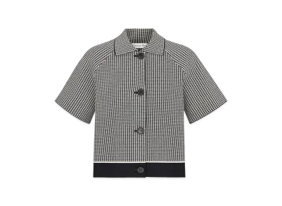 Dior Women's Short-Sleeved Jacket Houndstooth Technical Knit "White/Black"