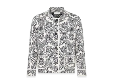 Dior Women's Straight-Cut Jacket Soleil Technical Knit "White/Navy Blue"