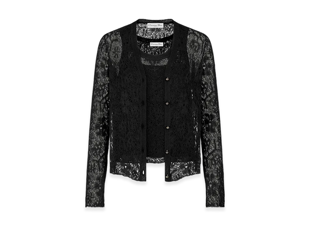 Dior Women's Twin-Set Linen Silk Cotton Lace "Black"