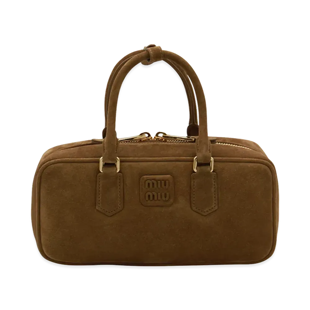 MIU MIU Women's Suede Arcadie Handbag "Brown"