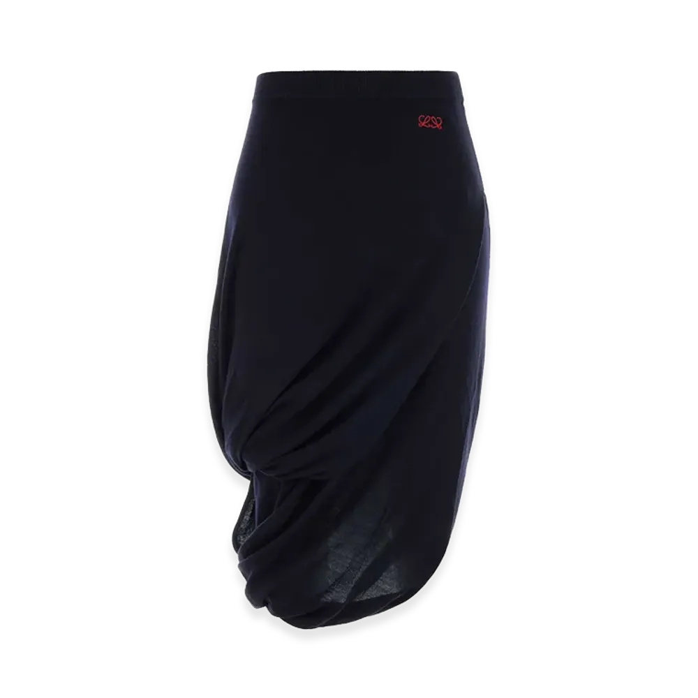 LOEWE Women's Wool Blend Skirt "Dark Blue"