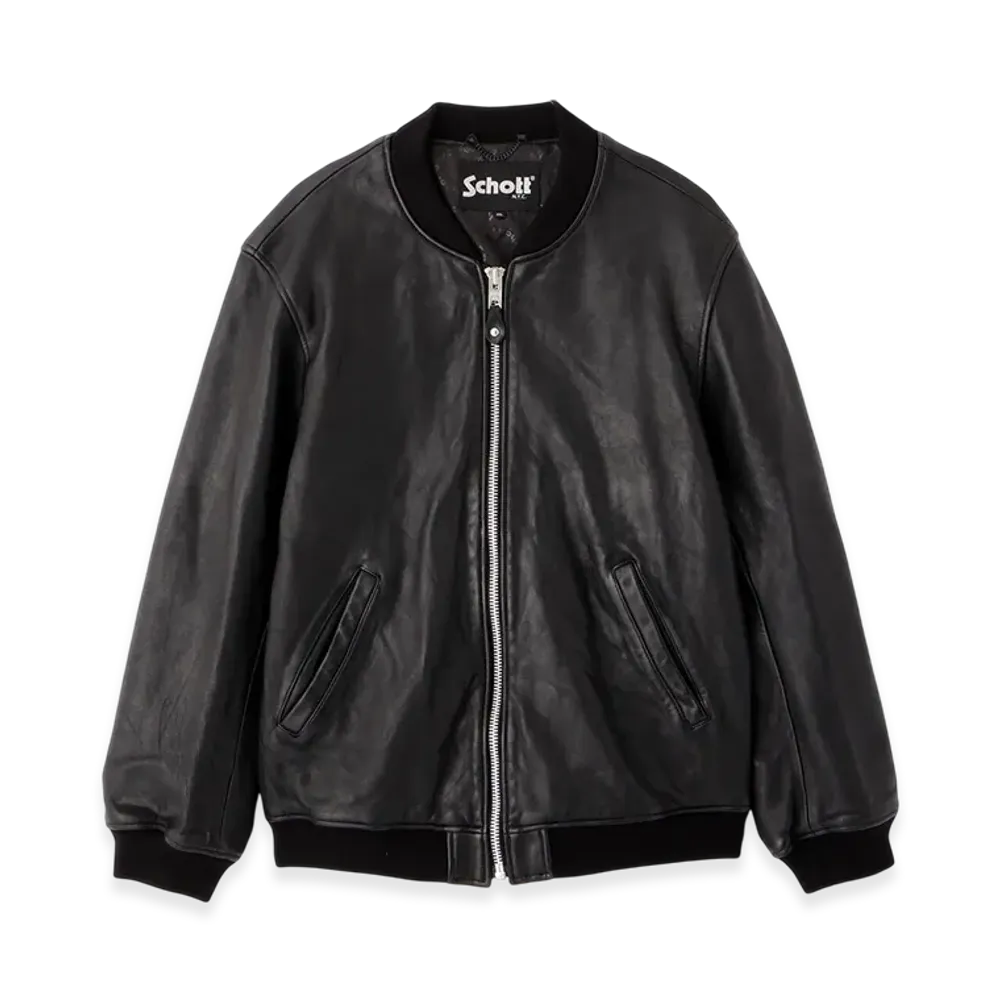Schott Leather Jacket Bowery MA-1 "Black"