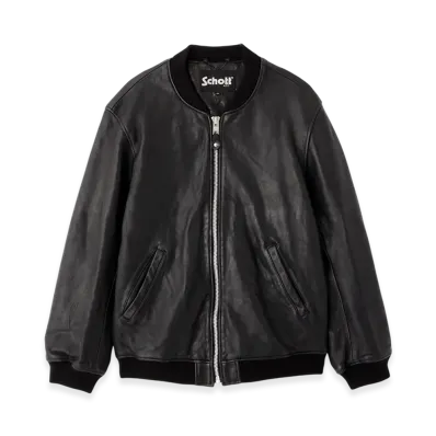 Schott Leather Jacket Bowery MA-1 "Black"