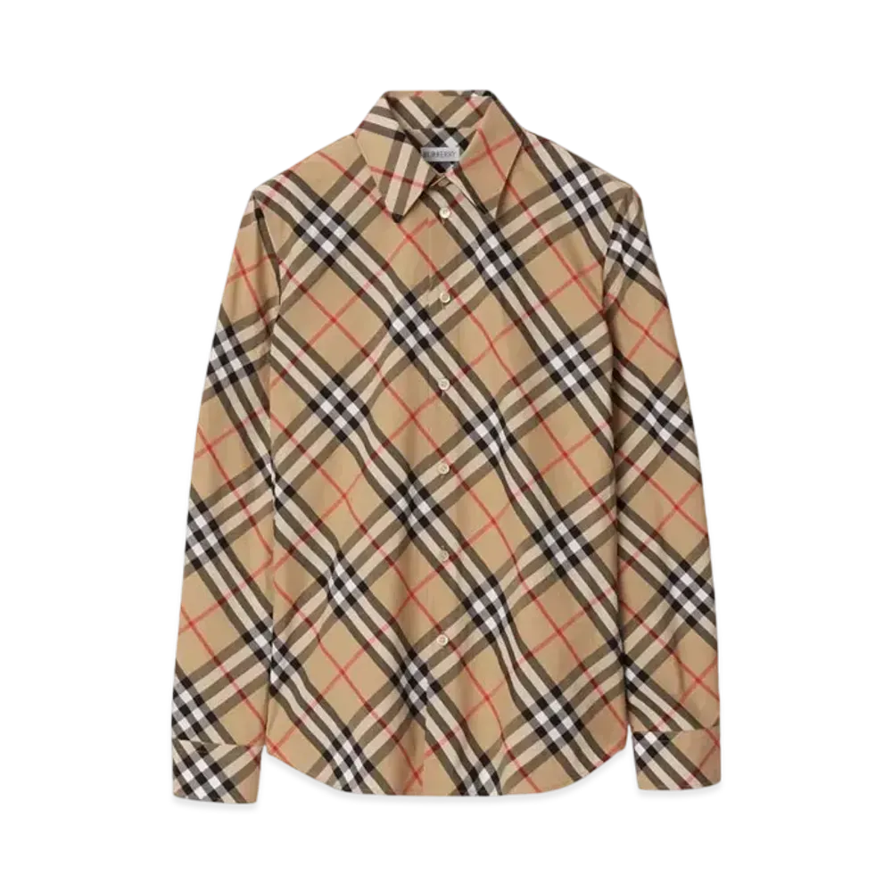 Burberry Slim Fit Check Cotton Shirt "Sand"