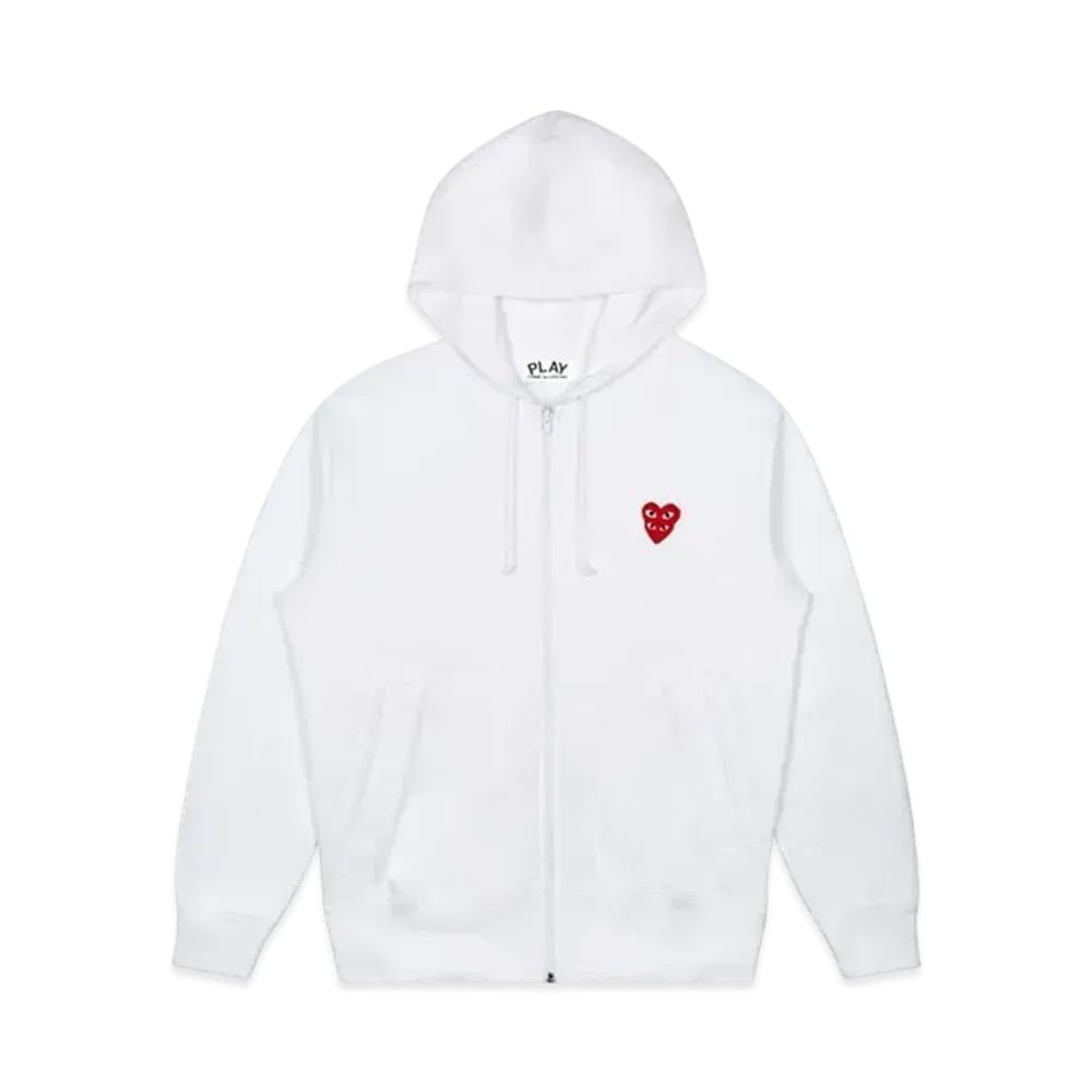 PLAY COMME des GARCONS Double Red Heart Hoodie "White"