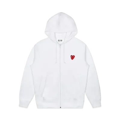 PLAY COMME des GARCONS Double Red Heart Hoodie "White"