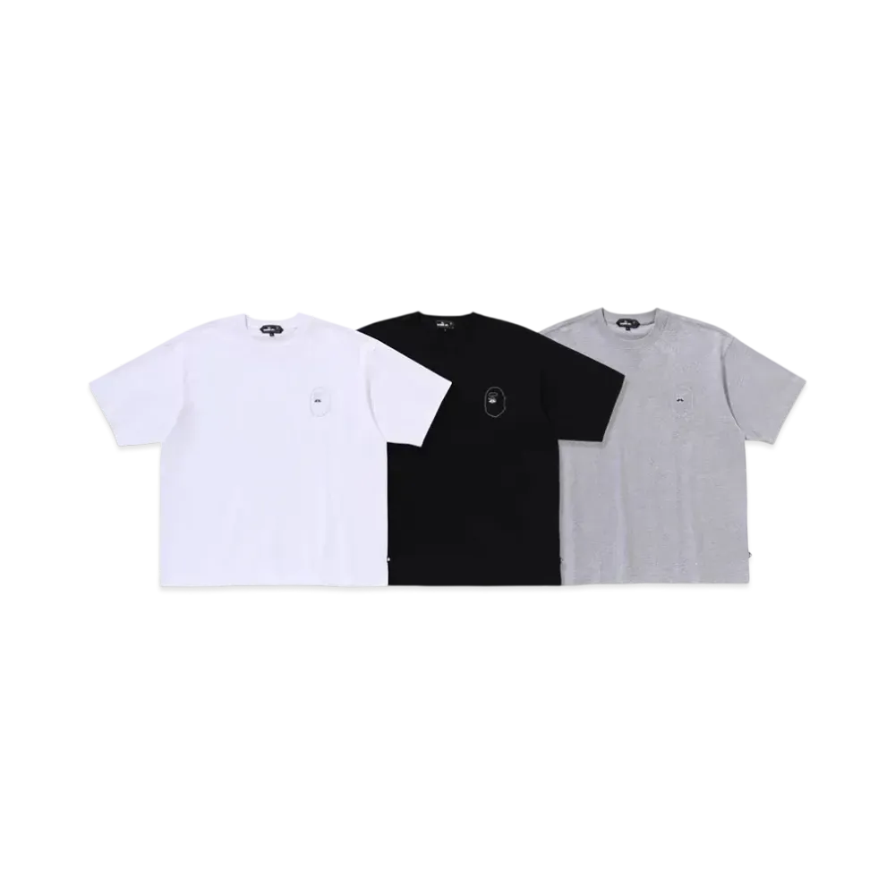A BATHING APE Mr. BATHING APE 24FW Logo Tee Set "White/Black/Gray"
