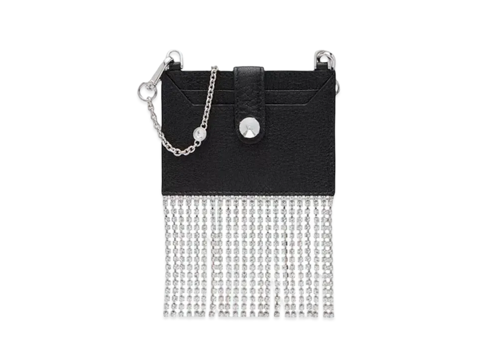 MIU MIU Shoulder Strap With Leather Card Holder "Black"