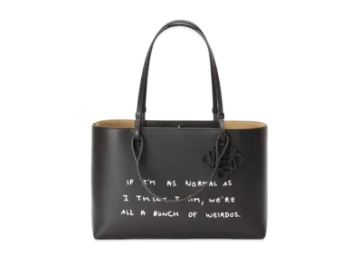LOEWE Words Double Handle East West Tote In Classic Calfskin "Black"