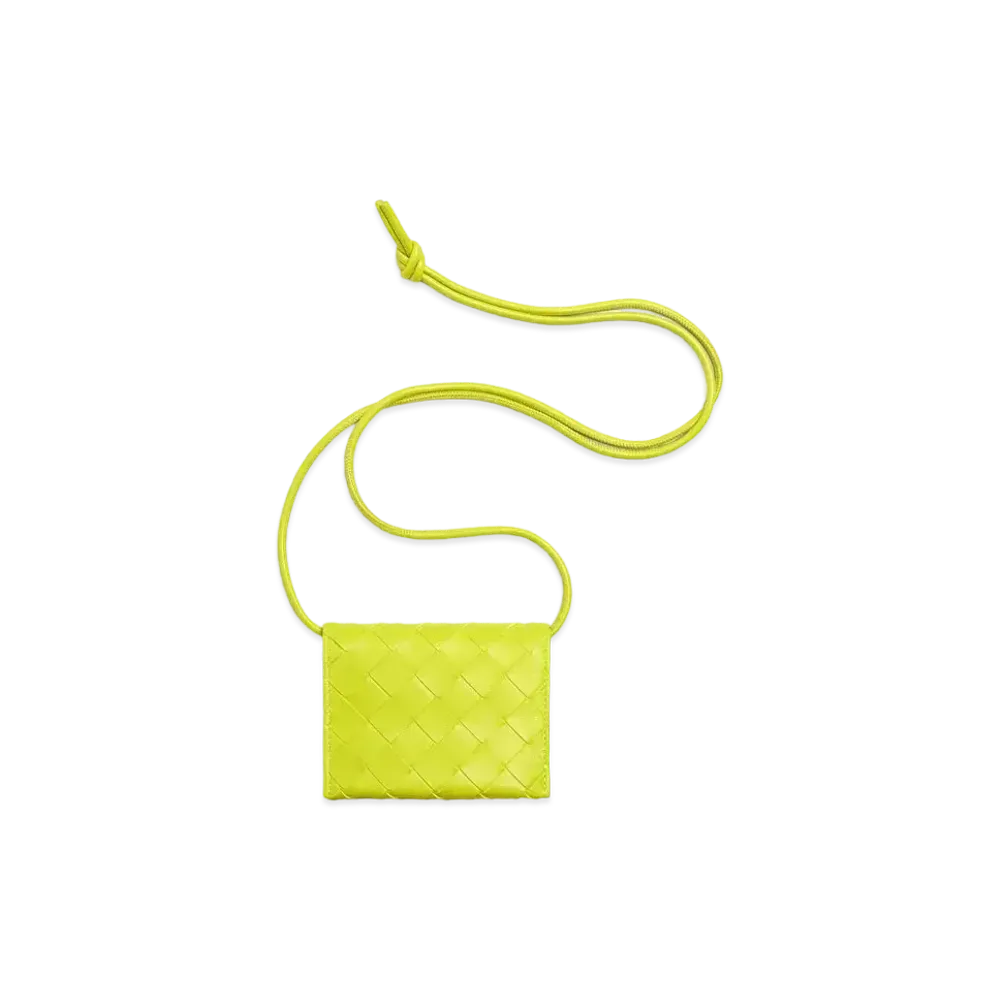 Bottega Veneta Card Case On Strap "Acid Kiwi"