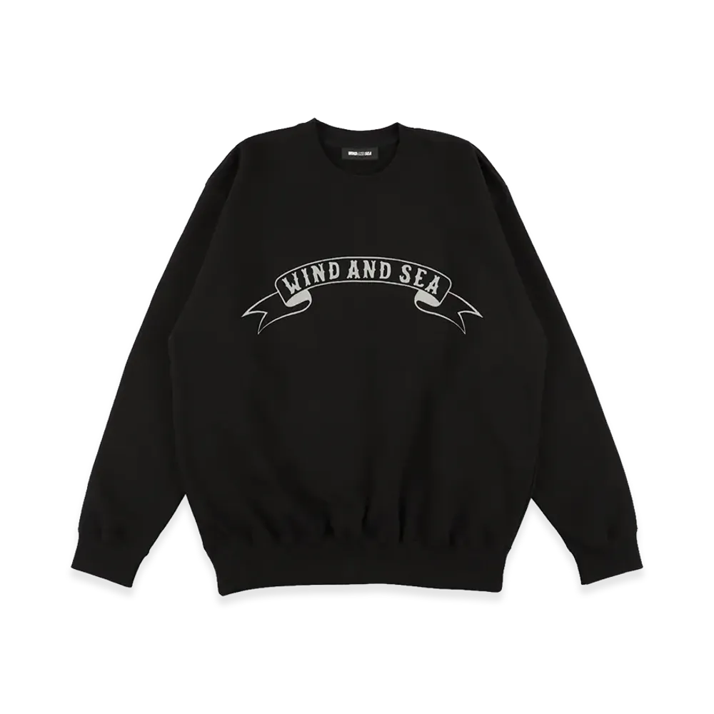 WIND AND SEA Ribon Logo Crewneck Sweatshirts "Black"