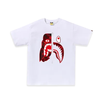 A BATHING APE Color Camo Tiger Shark Tee "White/Red"