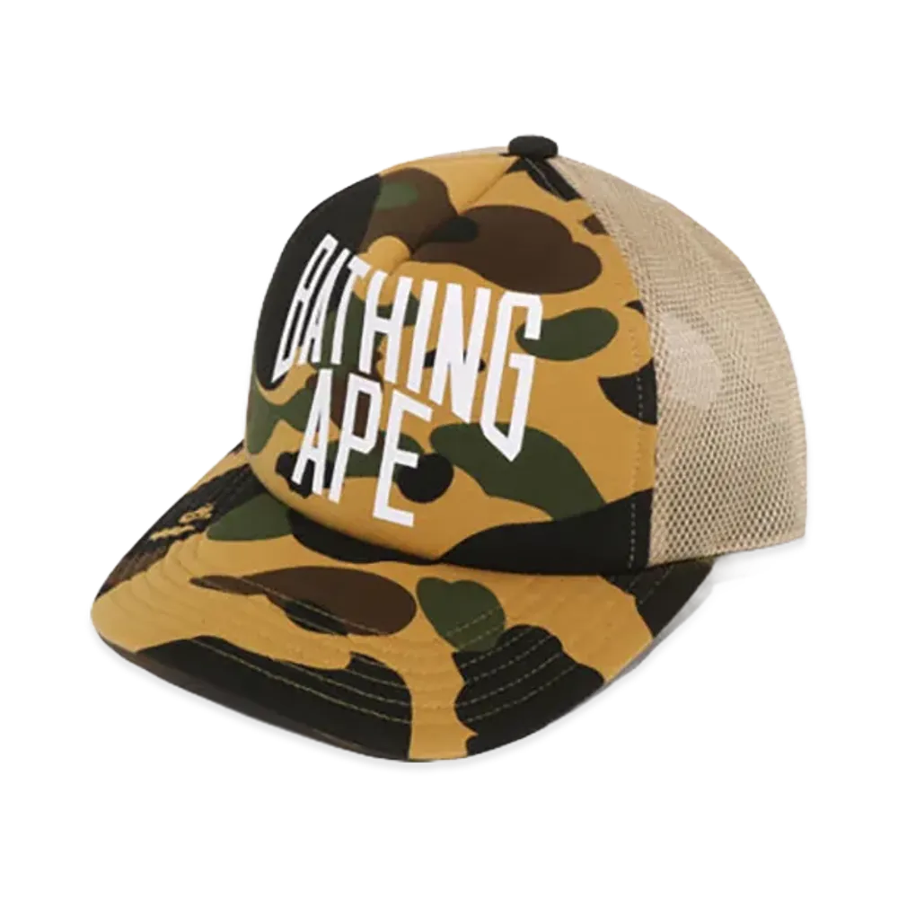 A BATHING APE 1ST Camo NYC Logo Mesh Cap "Yellow"
