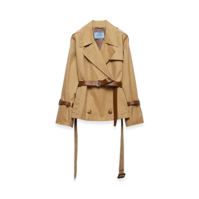 PRADA Women's Cotton Twill Trench Jacket "Honey"