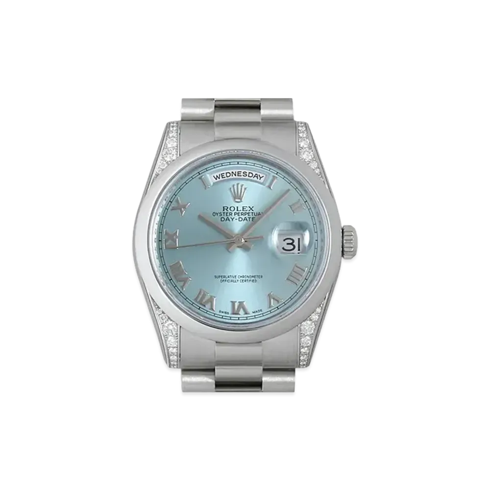 ROLEX Day-Date 36mm Oyster Perpetual Lugs Diamond "Ice Blue" 118296