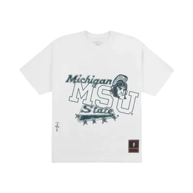 Travis Scott x M&N x Michigan State University Handdrawn Tee "White"
