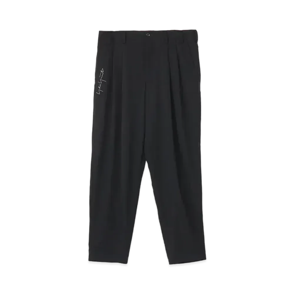 Yohji Yamamoto Pour Homme SIGNATURE EMBROIDERY 2TUCK PANTS "Black"
