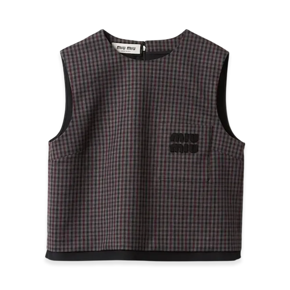 MIU MIU Women's Gingham Check Top "Garnet"
