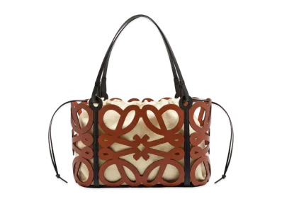 LOEWE Anagram Cut-Out Tote In Calfskin "Tan"