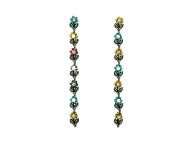 GUCCI Daisy Drop Earrings with Crystals "Dark Grey"