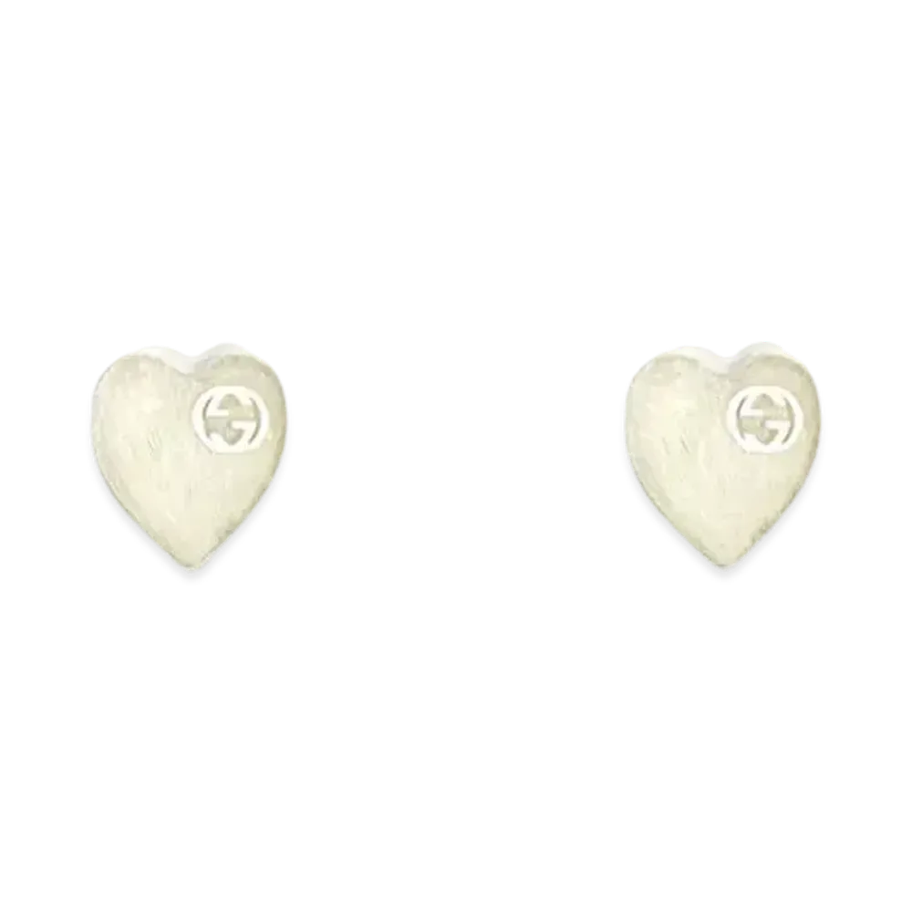 GUCCI Heart Earrings with Interlocking G "Mother of Pearl/Silver"