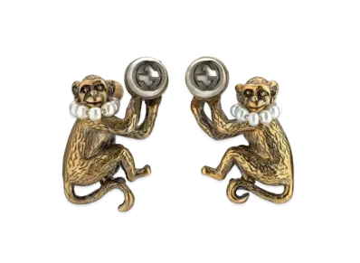 GUCCI Monkey Earrings with Glass Pearl