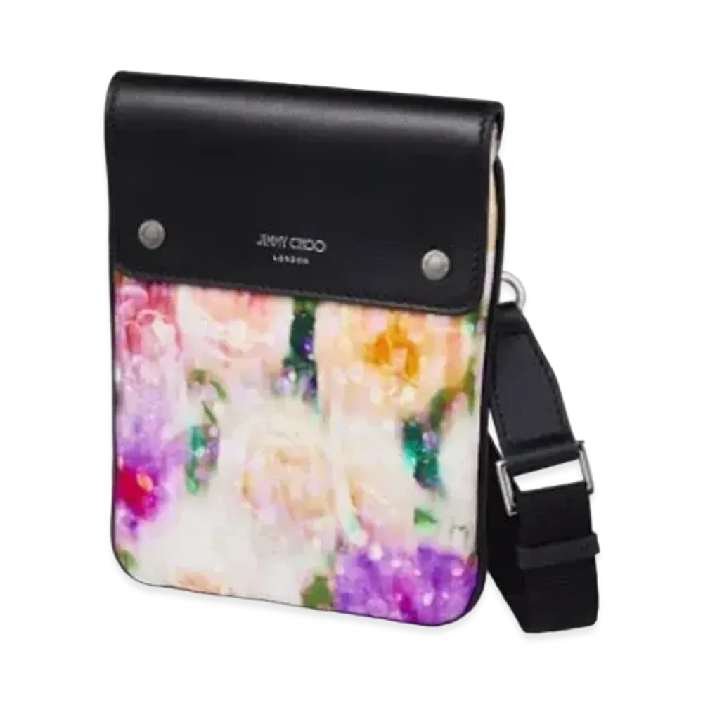 JIMMY CHOO KIMI MESSANGER Seasonal Printed Nylon Bag "Blossom"